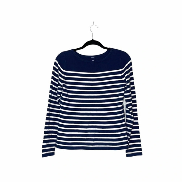 GAP Stretch Navy Blue & White Striped Knit Pullover Sweater Small Women’s - Picture 1 of 11
